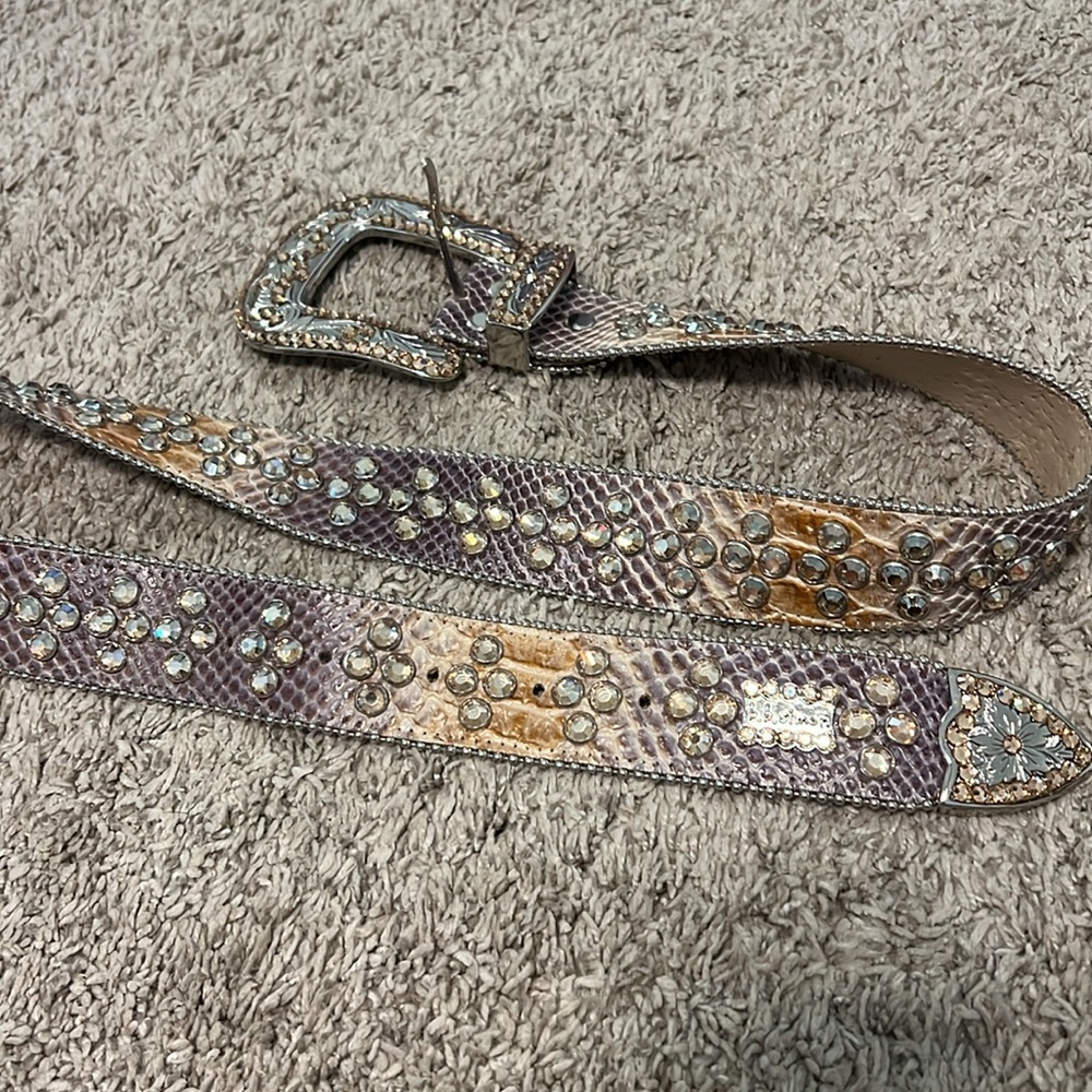 BB Simon Swarovski Crystal Silver and Brown Belt - Picture 3 of 6